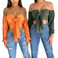 Fast Delivery Long Sleeve Off Shoulder Tops Women Fashionable Casual Female Shirts Clothing Ladies' Blouses & Sexy Crop Tops